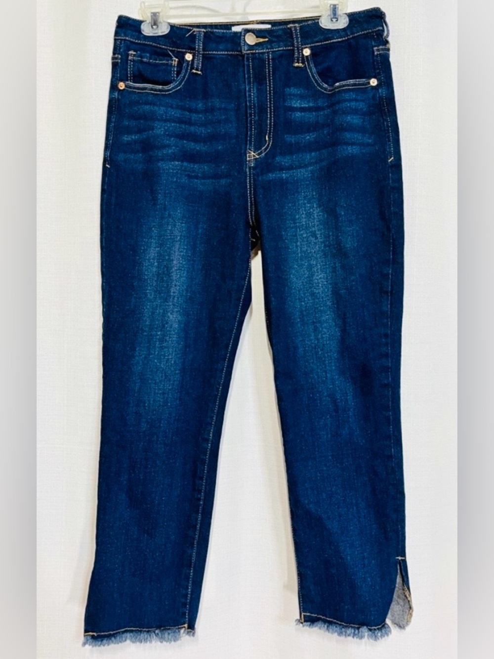 Dear John Stella Straight Leg Jeans Split Hem Dark Wash Size 29 High Rise